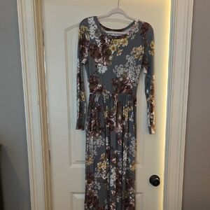 Hazel Blues Long-Sleeve Maxi Dress